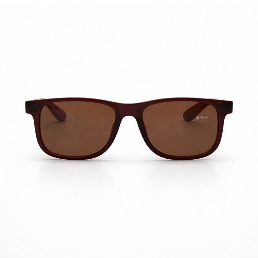 Óculos de Sol Brk Quadrado Marrom com Haste em Madeira e Lente Polarizada Marrom UV400