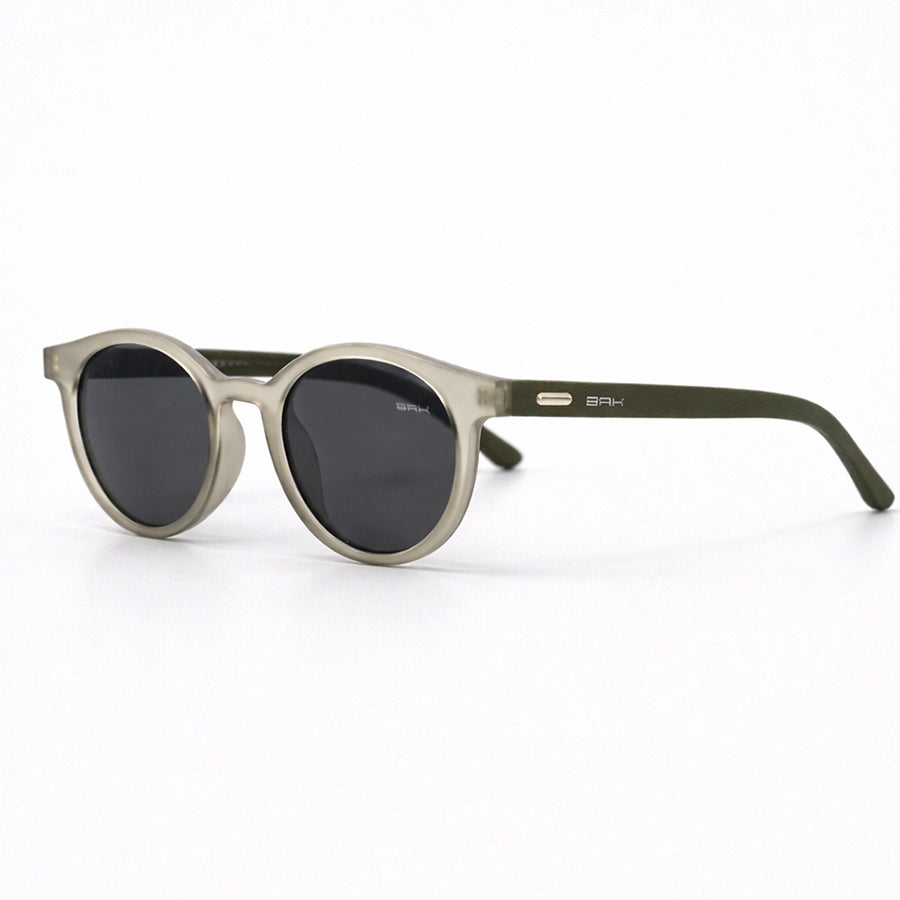 Óculos de Sol Brk Arredondado Cristal com Haste Verde Militar e Lente Polarizada Fumê UV400