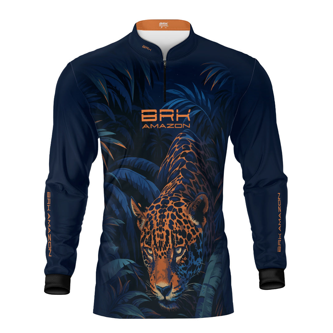 Camisa de Pesca Feminina Brk Amazon Onça Azul com Proteção UV50 Brk Fishing
