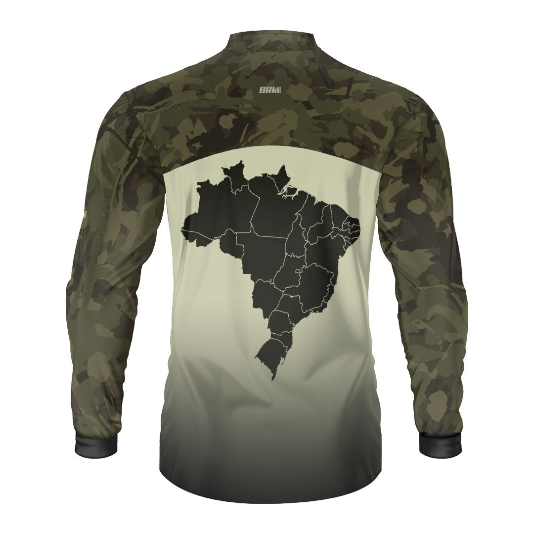 Camisa de Pesca Brk Compass Camuflado com Proteção Solar UV50+
