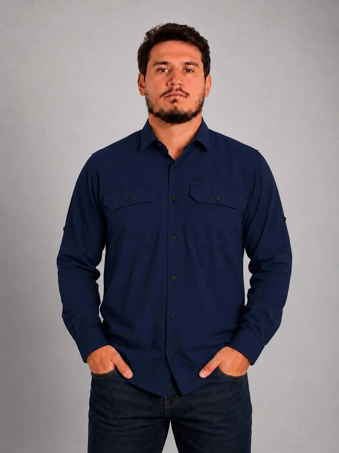 Camisa Work Azul Navy com Proteção com Proteção UV50+