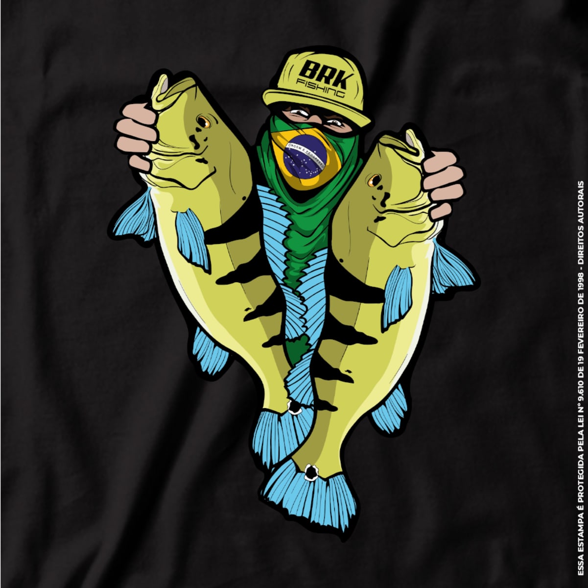 Camiseta de Pesca Brk Fishing Pescador de Tucunaré Azul com Algodão Premium - Brk Fishing