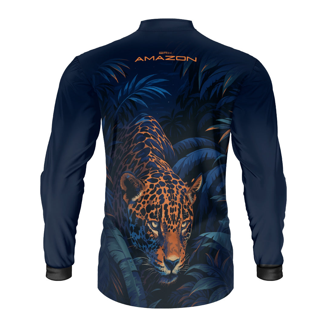 Camisa de Pesca Feminina Brk Amazon Onça Azul com Proteção UV50 Brk Fishing