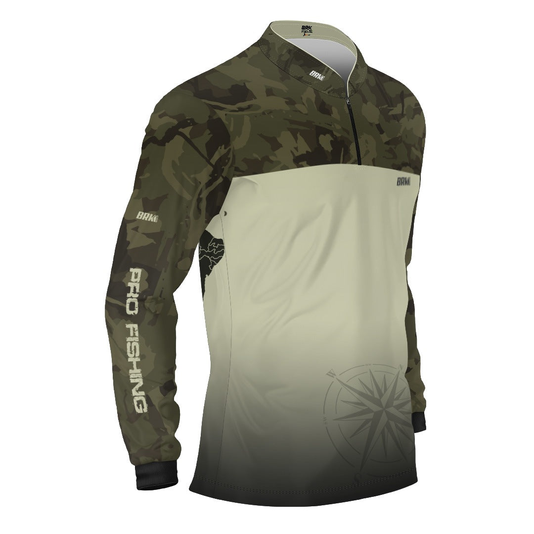 Camisa de Pesca Brk Compass Camuflado com Proteção Solar UV50+