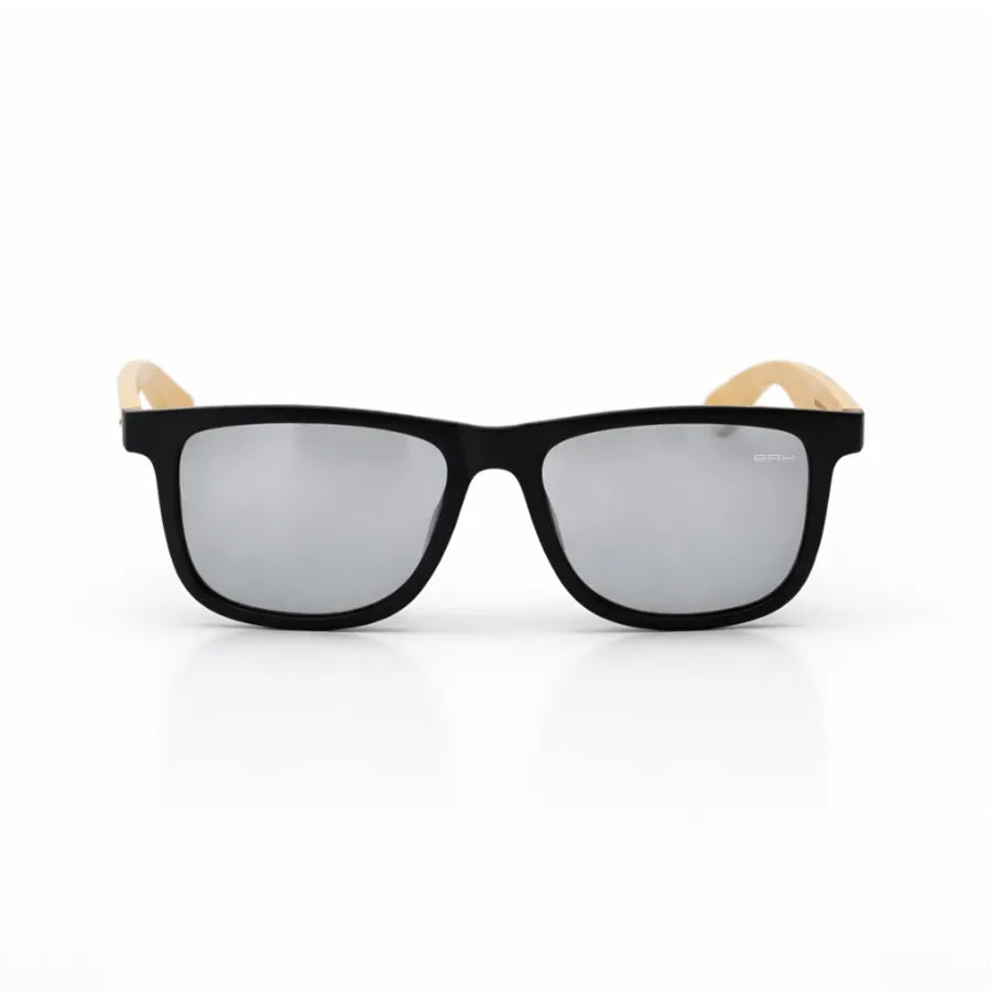 Óculos de Sol Brk Quadrado Preto com Haste em Bambu e Lente Polarizada Fumê UV400