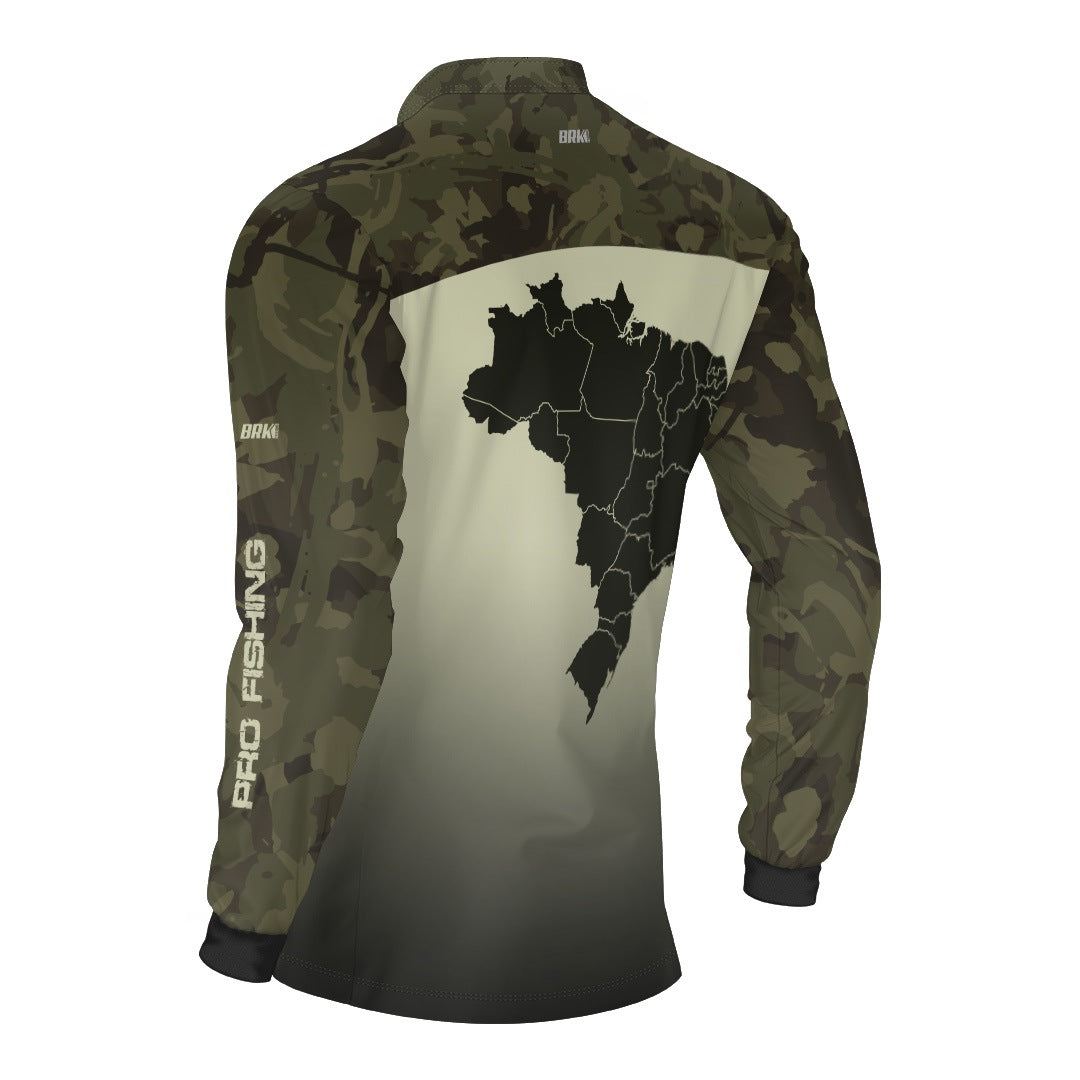 Camisa de Pesca Brk Compass Camuflado com Proteção Solar UV50+