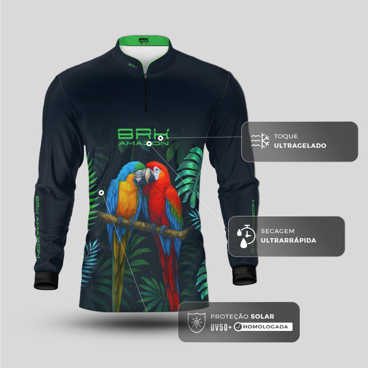 Camisa de Pesca Brk Amazon Casal de Araras com Proteção UV50 Brk Fishing