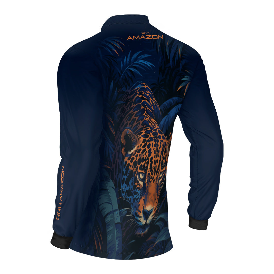 Camisa de Pesca Feminina Brk Amazon Onça Azul com Proteção UV50 Brk Fishing