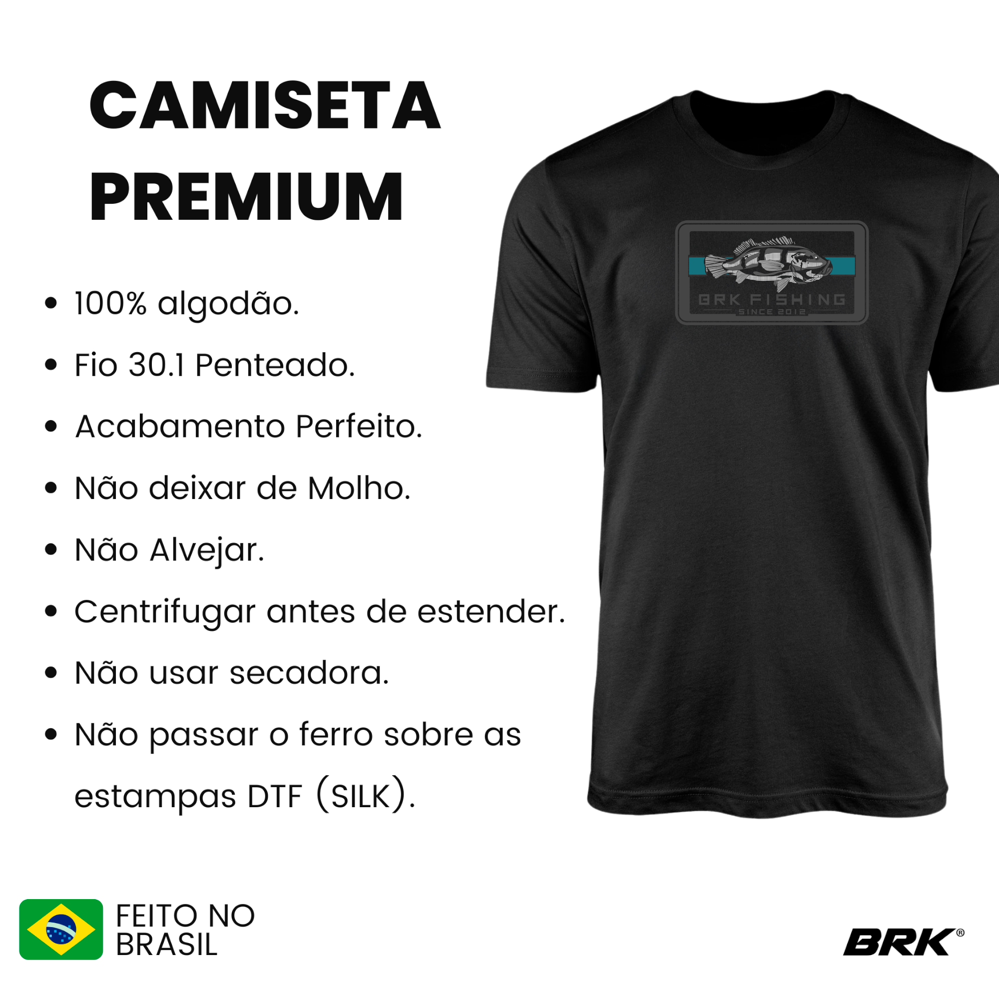 Camiseta de Pesca Brk Fishing Since 2012 Tucunaré com Algodão Premium - Brk Fishing