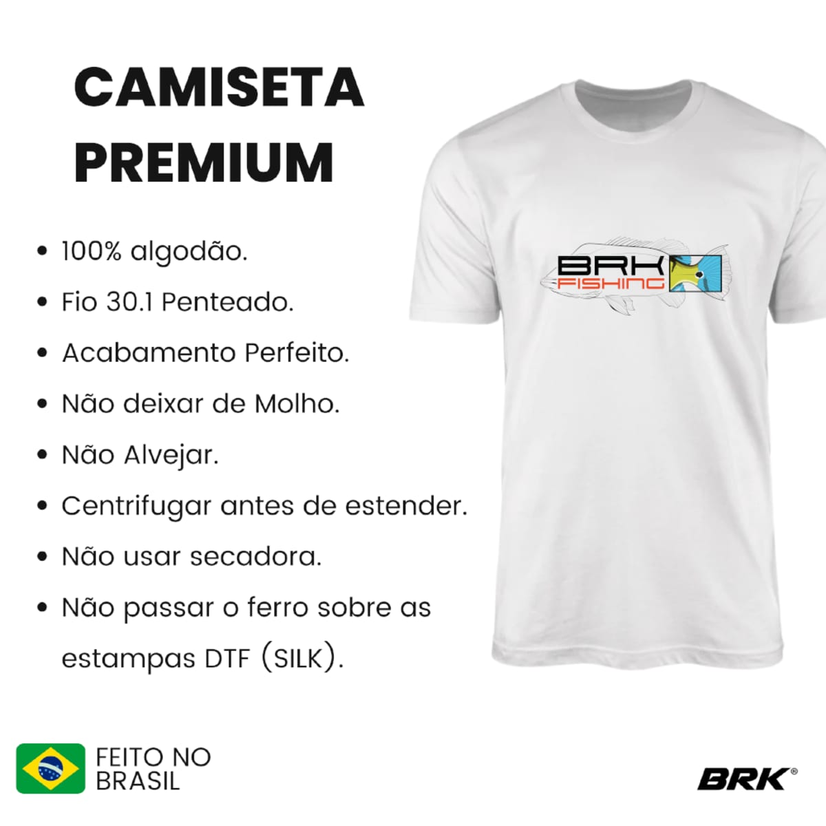 Camiseta de Pesca Brk Fishing Desenho Tucunaré com Algodão Premium - Brk Fishing