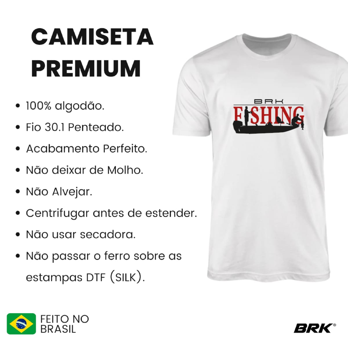 Camiseta de Pesca Brk Fishing Pescador com Algodão Premium - Brk Fishing