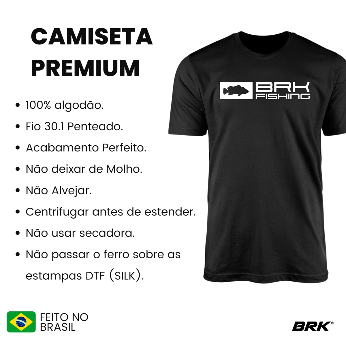 Camiseta de Pesca Brk Fishing Basica com Algodão Premium - Brk Fishing