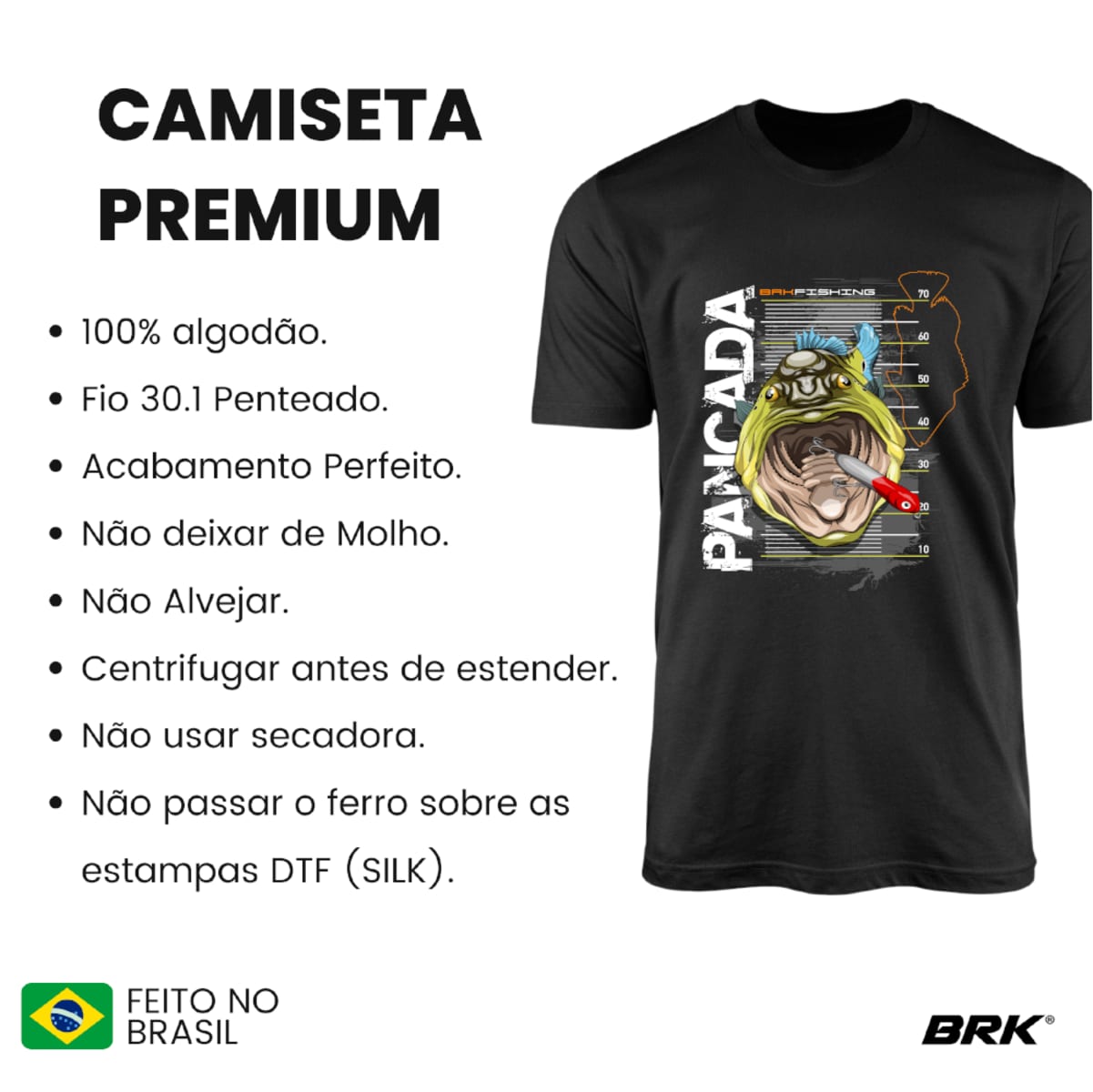 Camiseta de Pesca Brk Fishing Tucunaré Azul Pancada com Algodão Premium - Brk Fishing