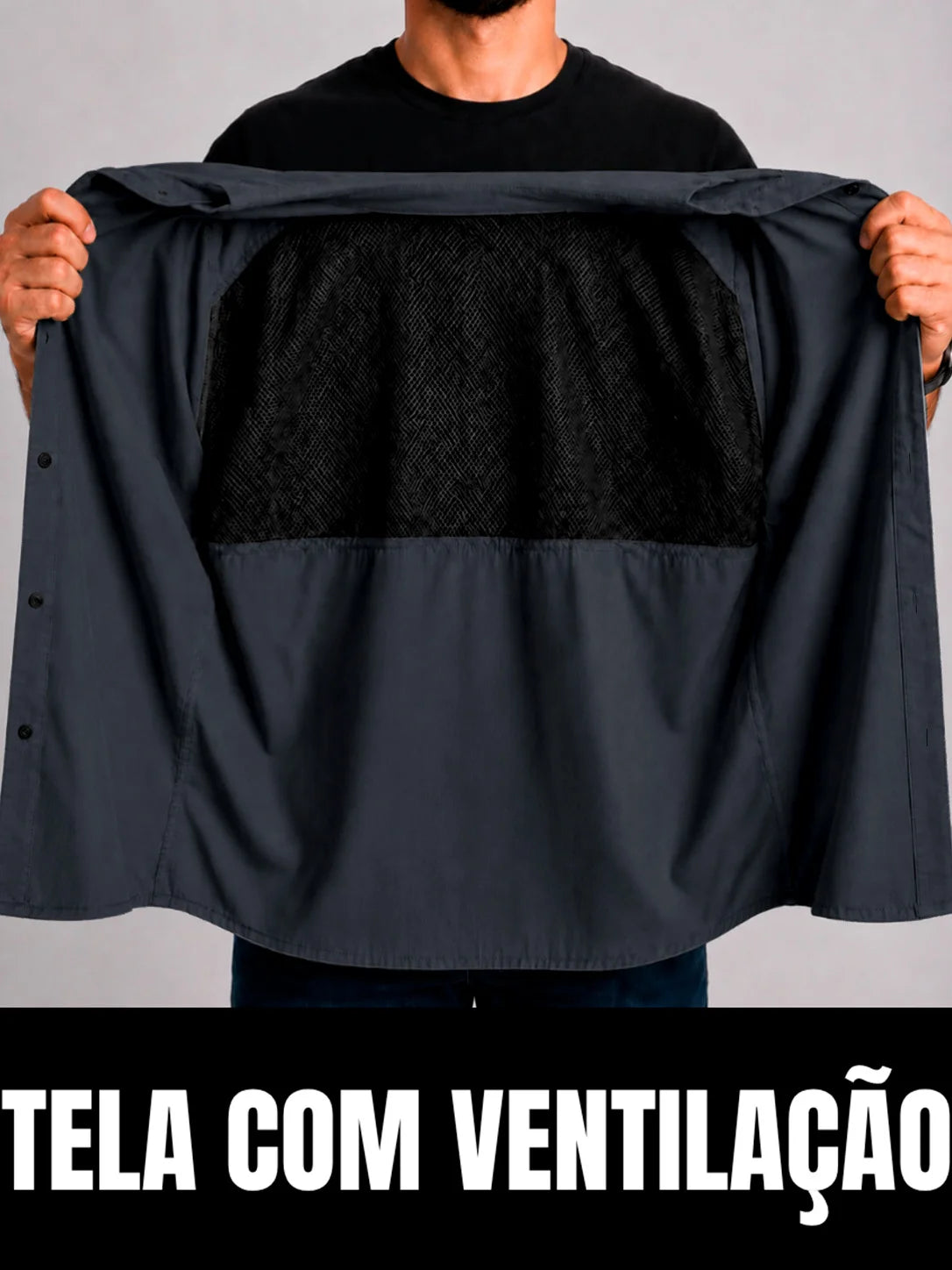 Camisa Work Cinza Chumbo com Proteção UV50+