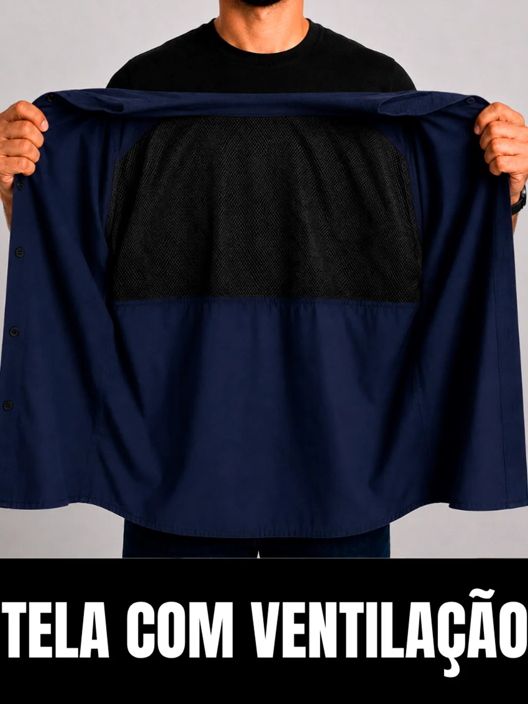 Camisa Work Azul Navy com Proteção com Proteção UV50+