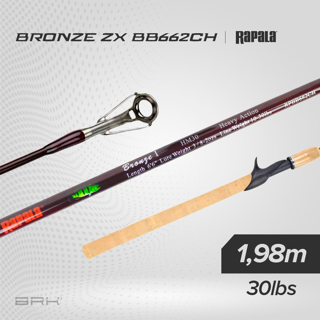 Vara de Pesca Rapala Bronze 11RARPBB662CH 30lbs 1,98m - Carretilha (2 Partes) - Brk Fishing