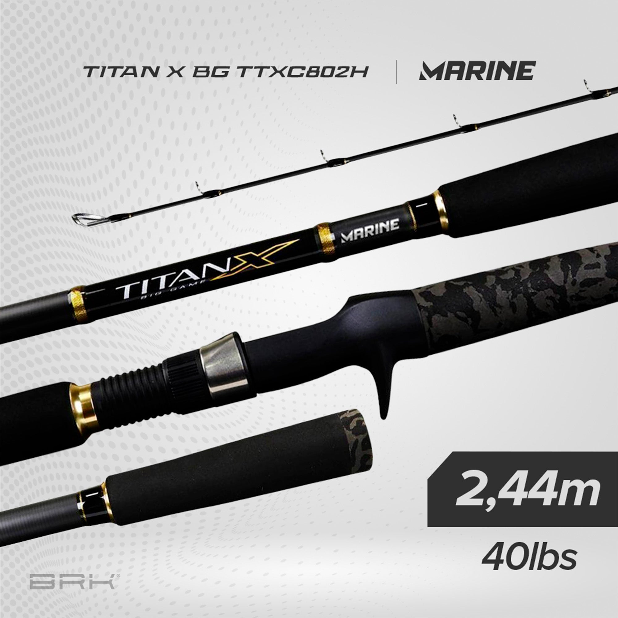 Vara de Pesca Marine Sports Titan X BG TTX-C802H 40lbs 2,44m - Carretilha (2 partes) - Brk Fishing