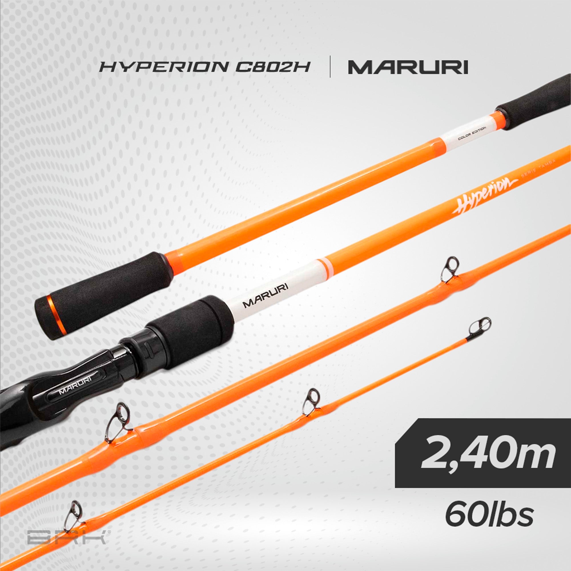 Vara de Pesca Maruri Laranja Hyperion C-802H 60lb 2,40m - Carretilha (2 Partes) - Brk Fishing