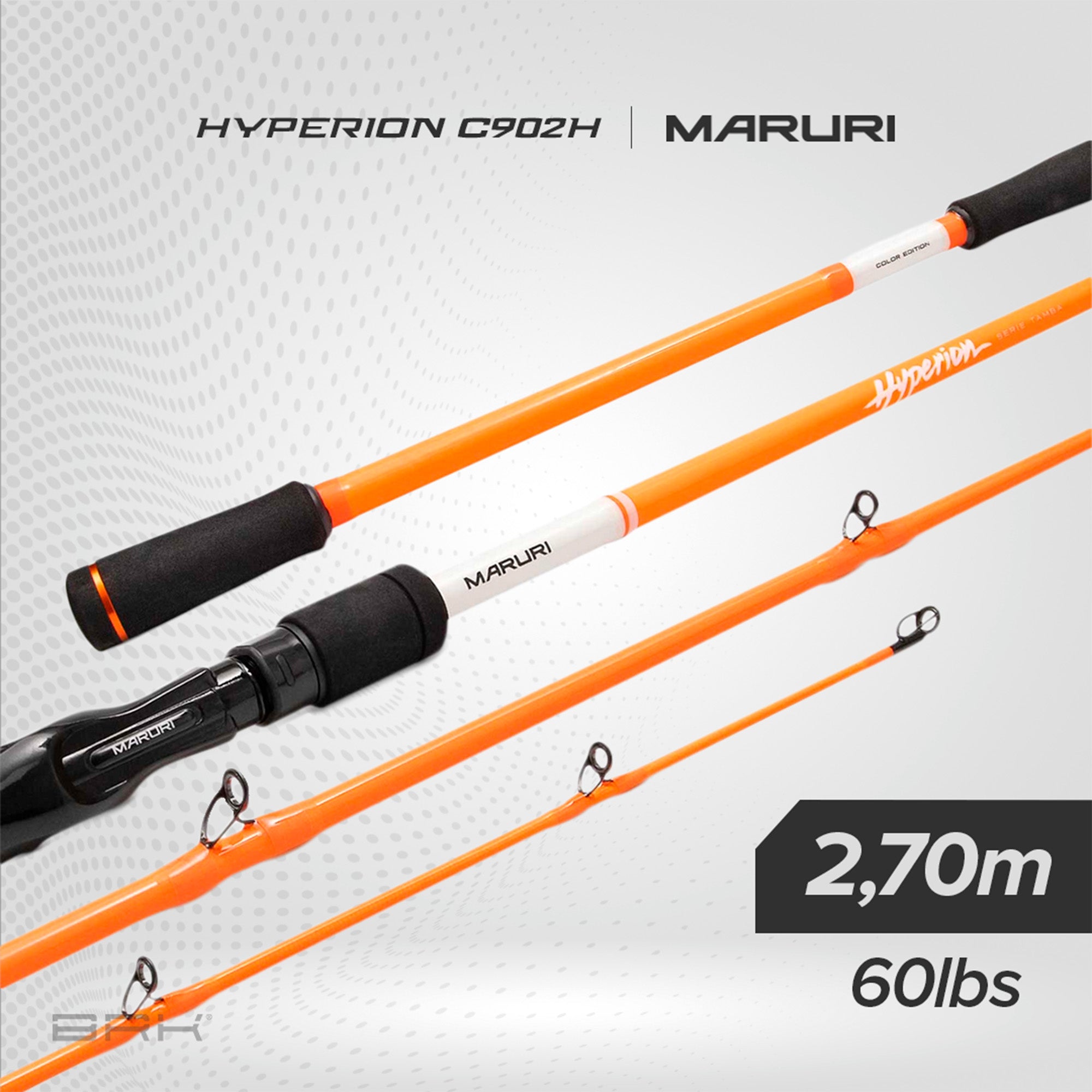 Vara de Pesca Maruri Laranja Hyperion C-902H 60lb 2,70m - Carretilha (2 Partes) - Brk Fishing