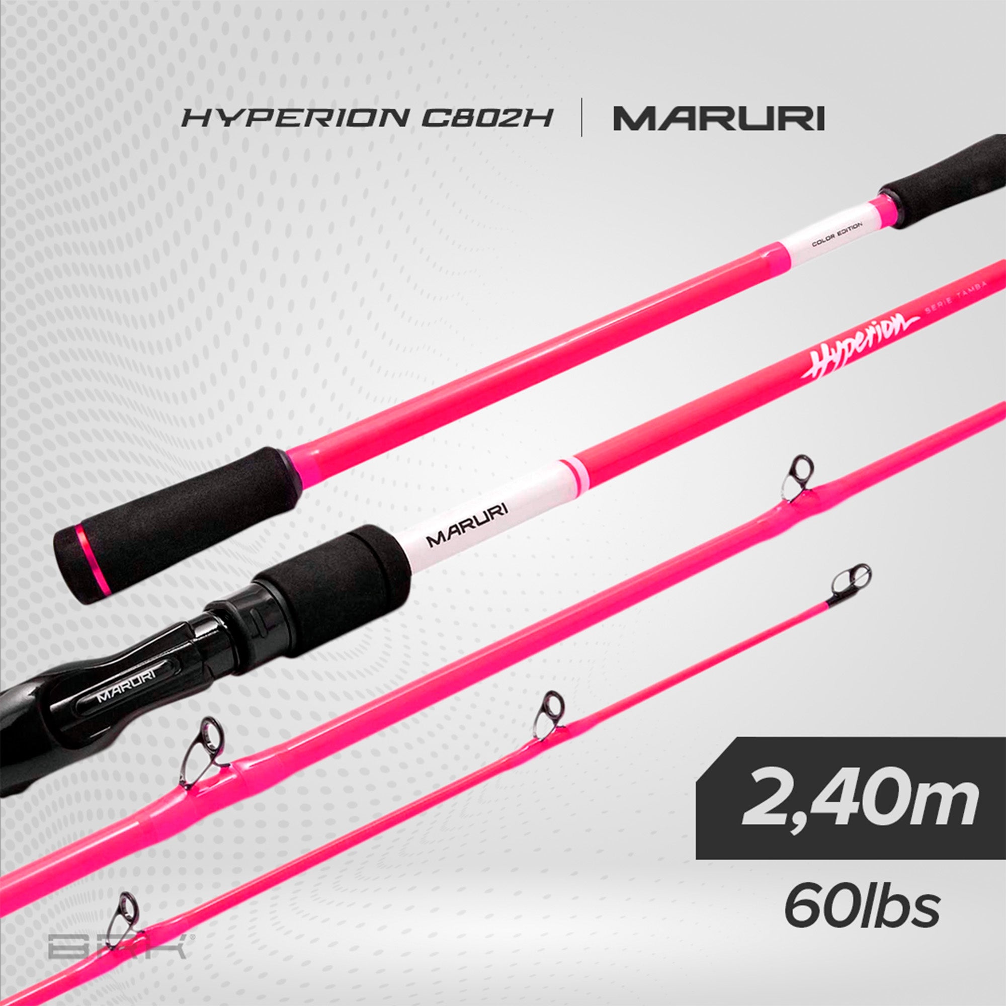 Vara de Pesca Maruri Rosa Hyperion C-802H 60lb 2,40m - Carretilha (2 Partes) - Brk Fishing