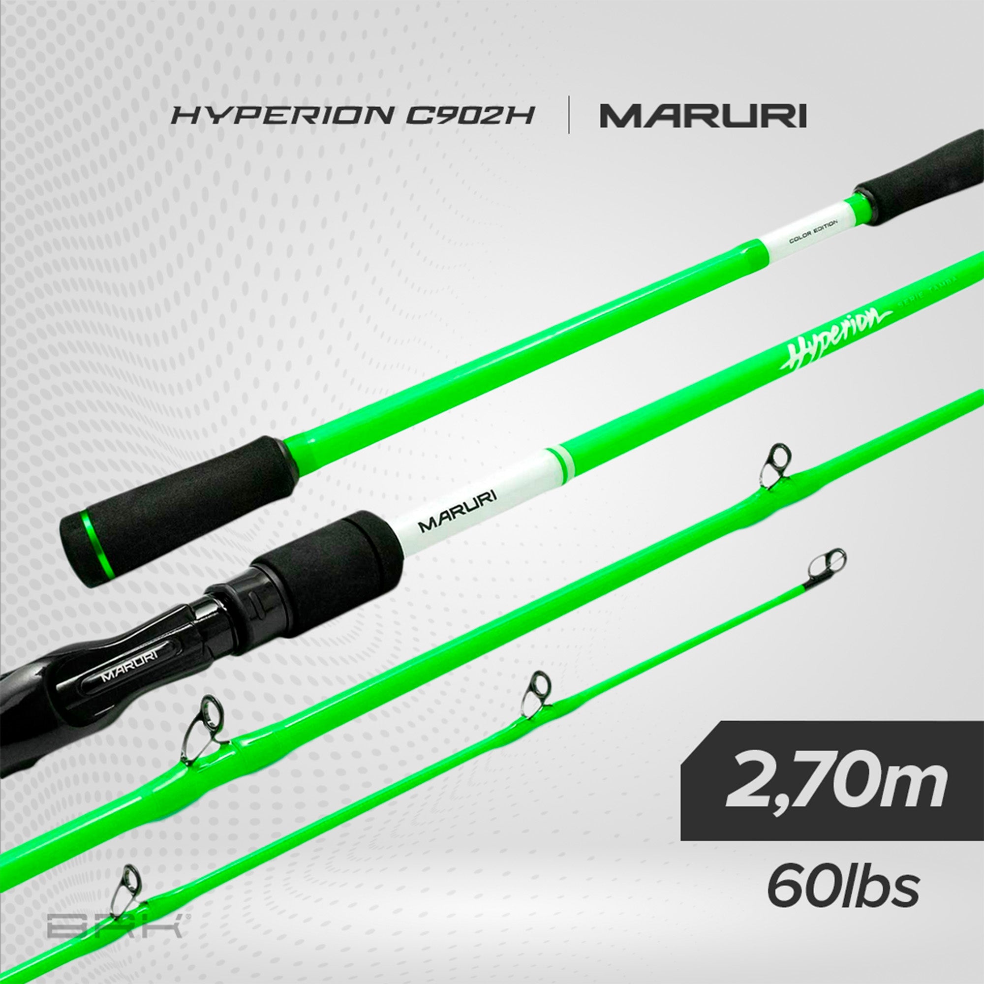 Vara de Pesca Maruri Verde Hyperion C-902H 60lb 2,70m - Carretilha (2 Partes) - Brk Fishing