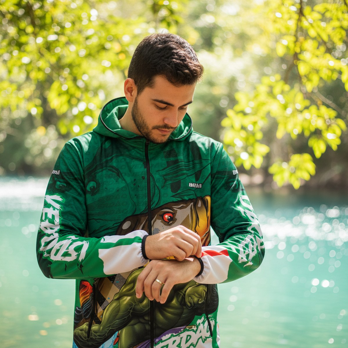 Jaqueta Corta Vento Brk Tucunaré Açu Futebol 79 Repelente à Água com UV50 Brk Fishing