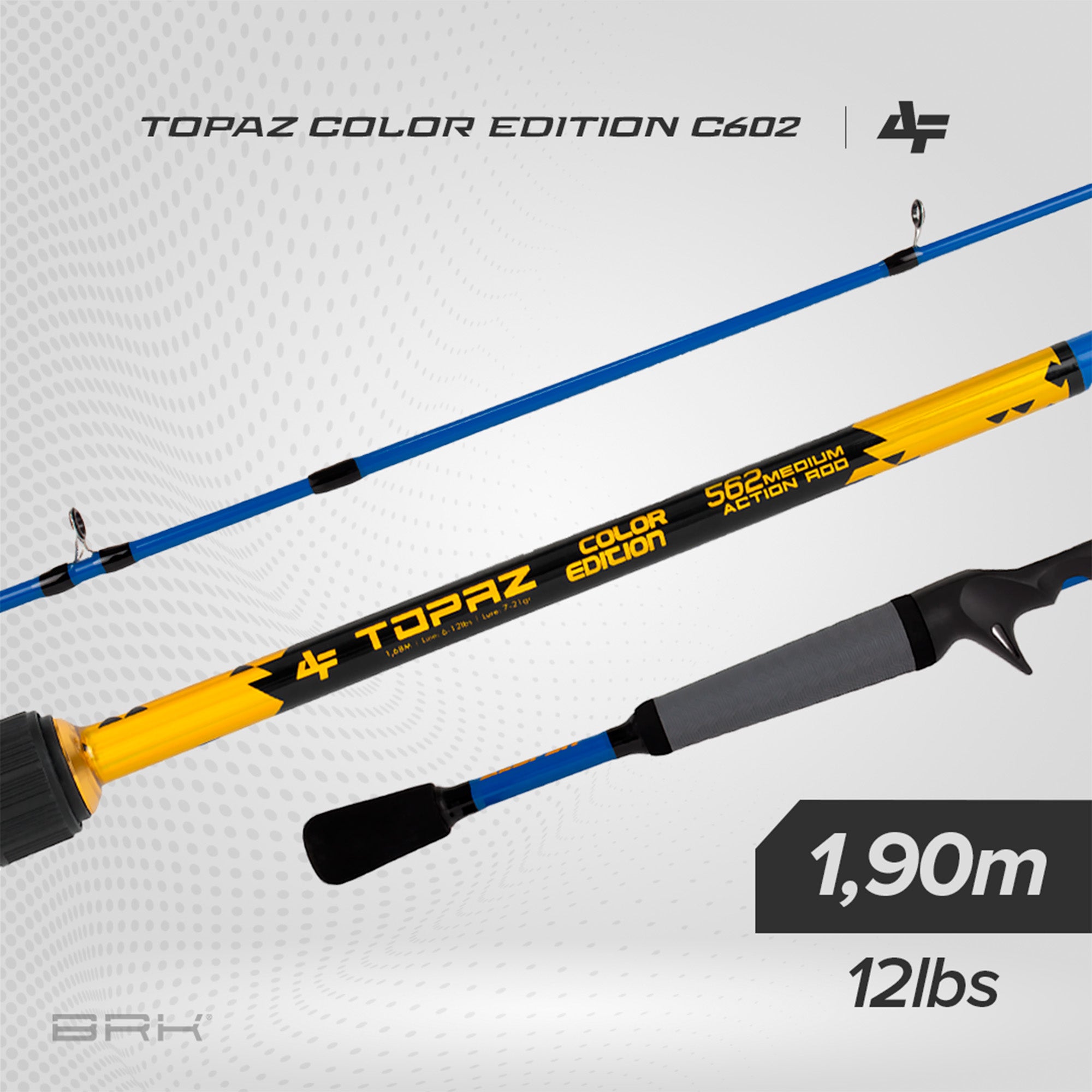 Vara de Pesca Albatroz Topaz Color Edition C602 12lbs 1,90m - Carretilha (2 partes) - Brk Fishing
