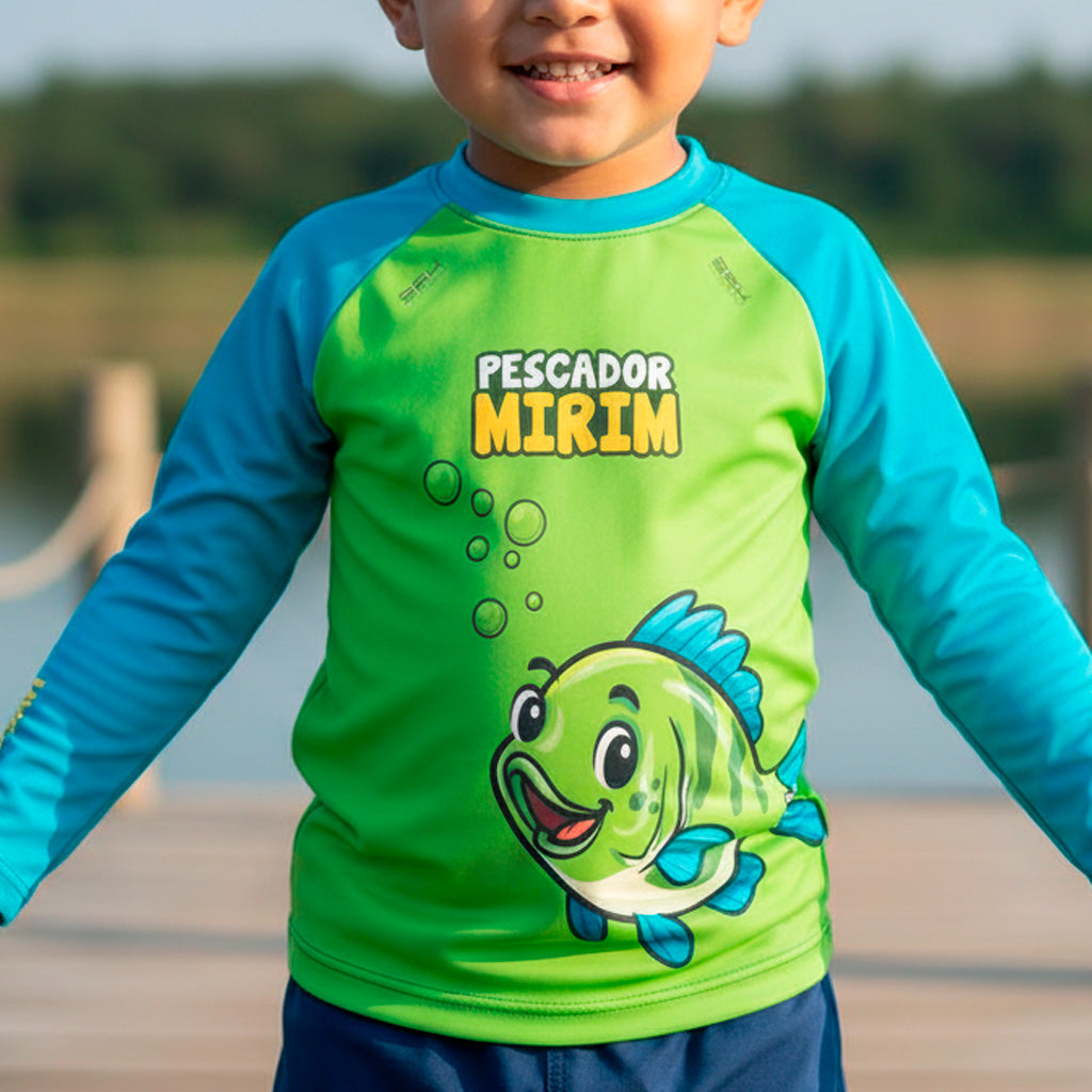 Camisa de Pesca Kids Brk Verde Pescador Mirim com Proteção UV50 Brk Fishing
