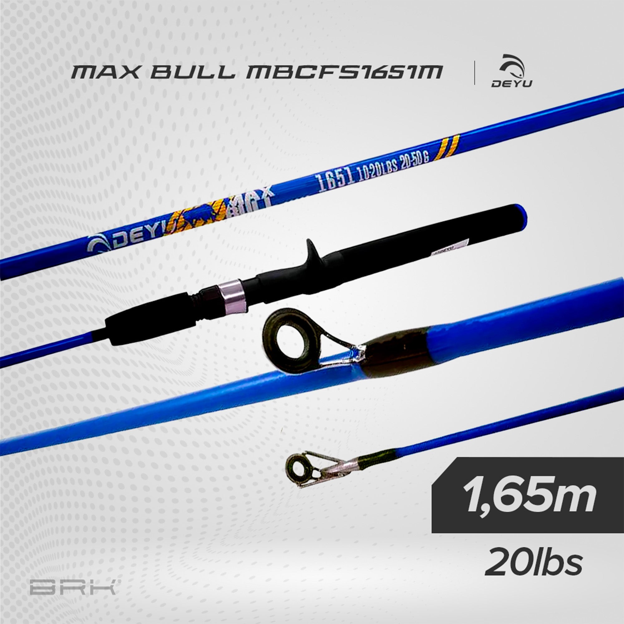 Vara de Pesca Deyu Max Bull MB-CFS1651M 20lbs 1,65m | Azul - Carretilha (Inteiriça) - Brk Fishing