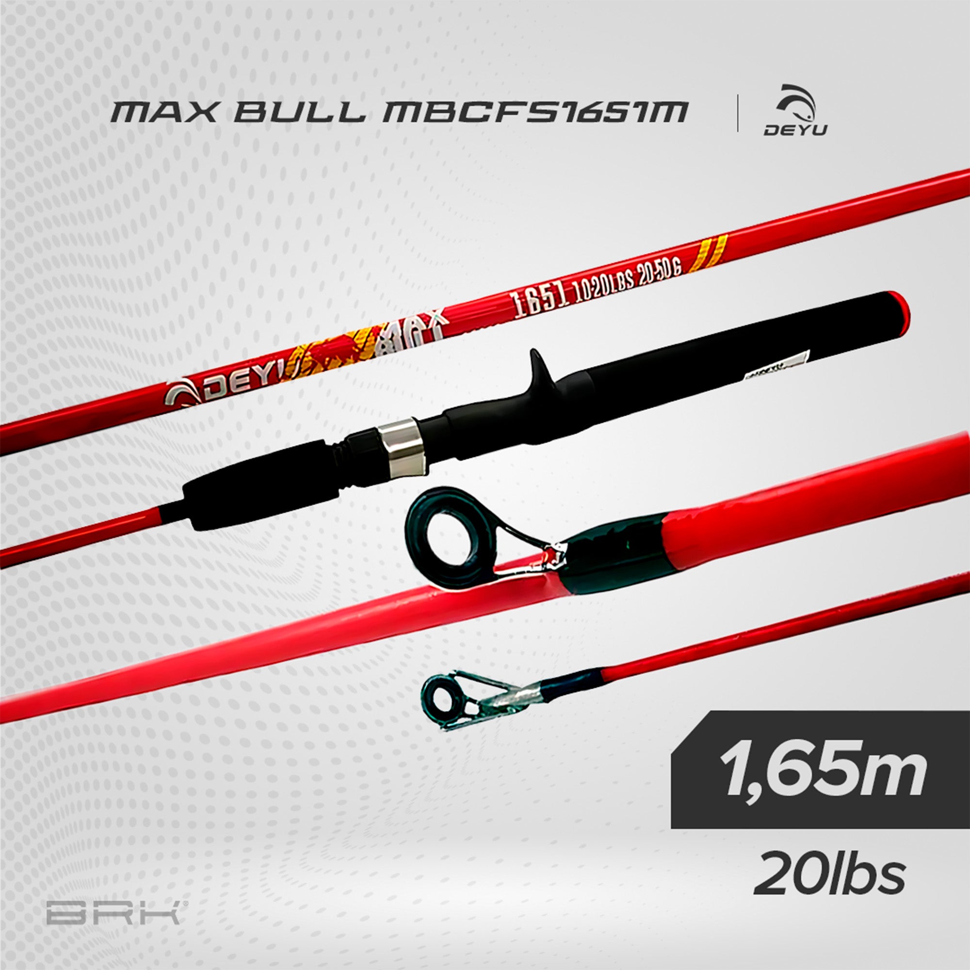 Vara de Pesca Deyu Max Bull MB-CFS1651M 20lbs 1,65m | Vermelha - Carretilha (Inteiriça) - Brk Fishing