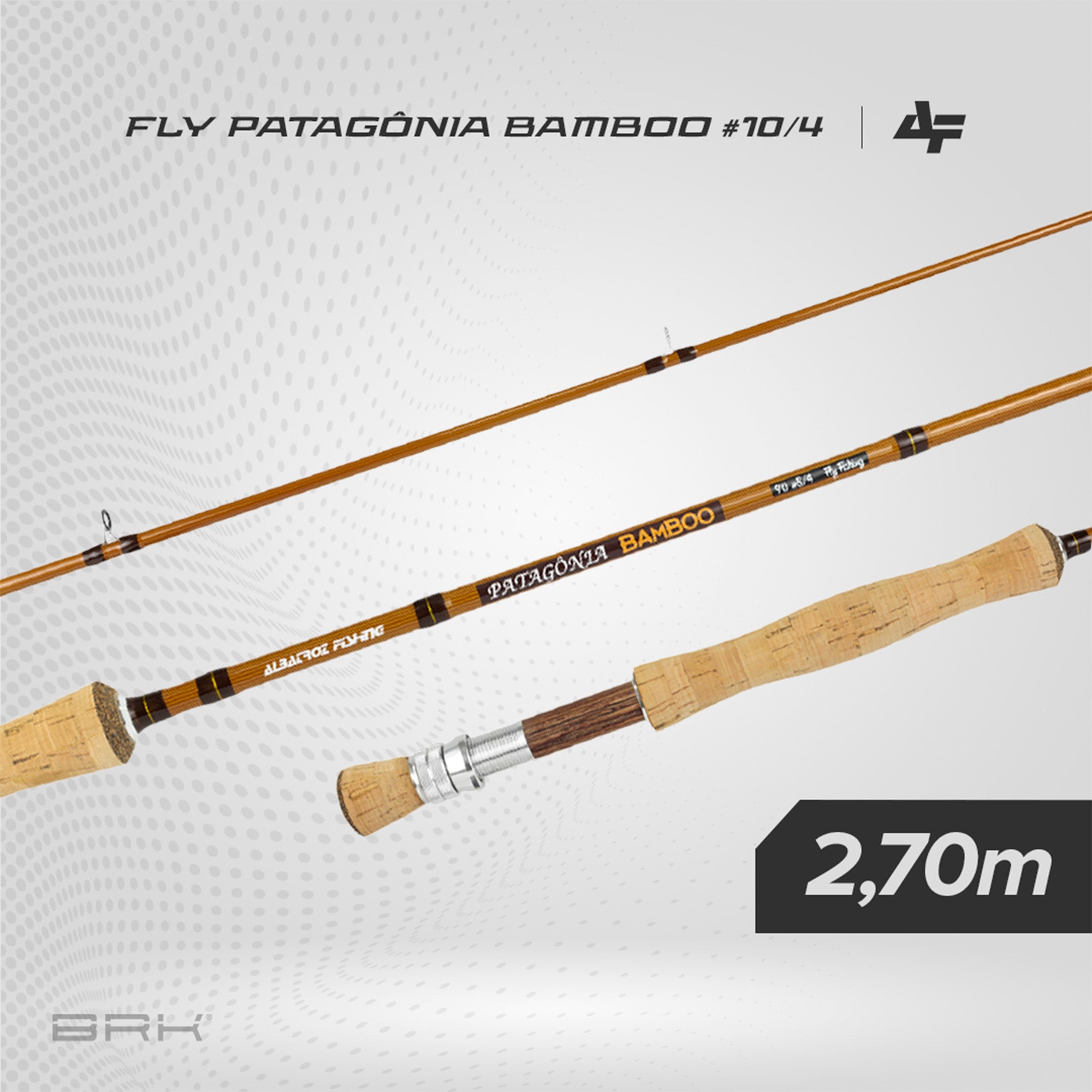 Vara de Pesca Albatroz Fly Patagônia Bamboo #10/4 2,70m - Carretilha (4 partes) - Brk Fishing