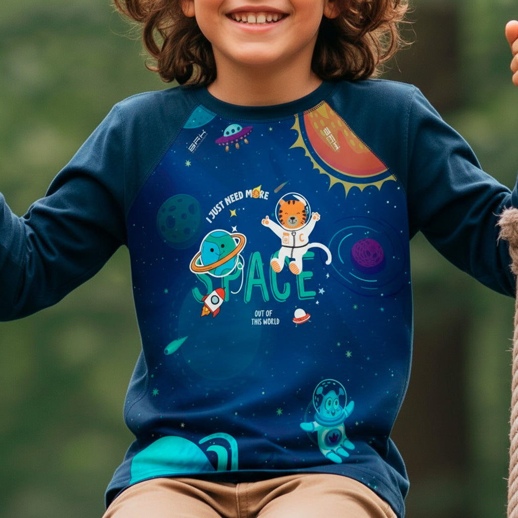 Camisa de Pesca Kids Brk Gatinho Astronauta com Proteção UV50 Brk Fishing