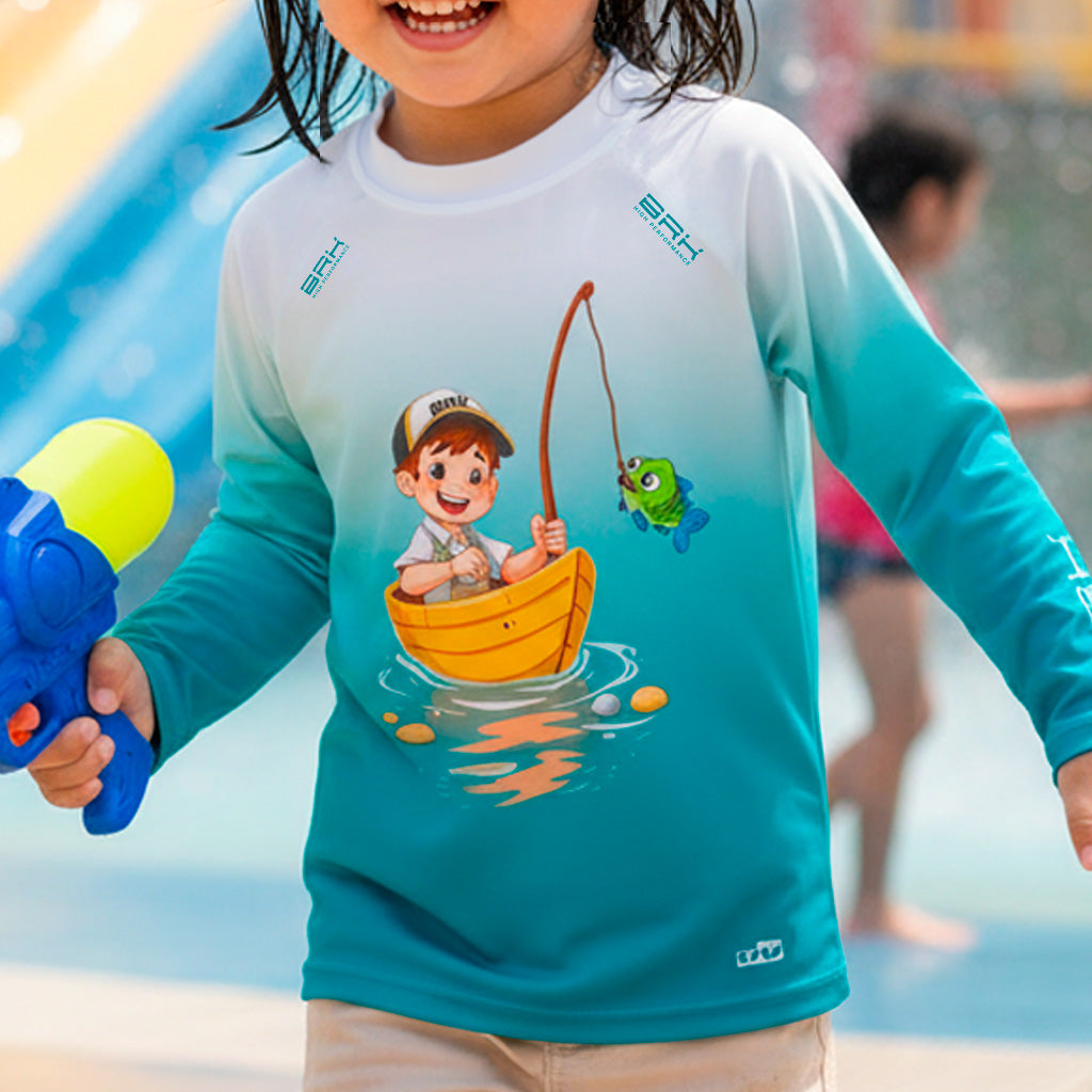 Camiseta Infantil Brk Estampa de Pescando Tucunaré com Proteção UV50+ Brk Fishing