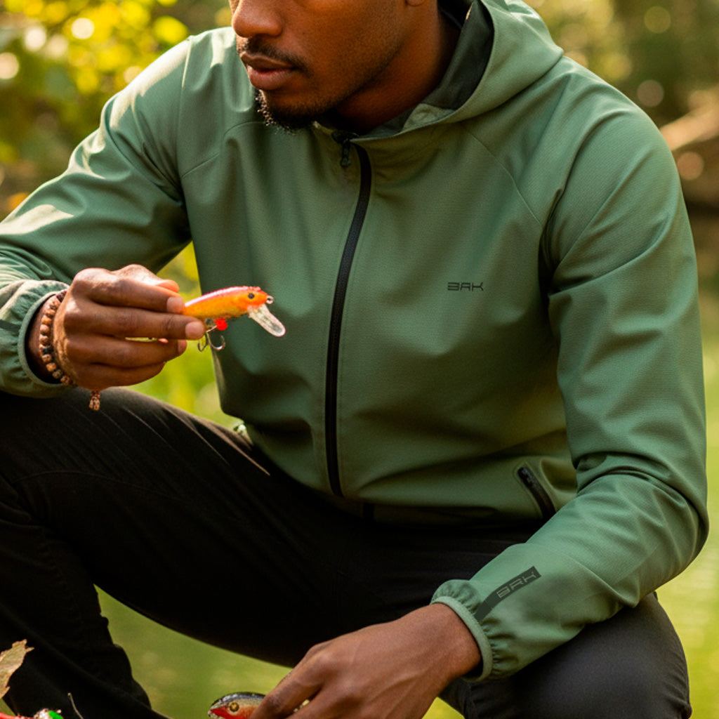 Jaqueta Corta Vento Brk Verde Cargo Repelente à Água com UV50 Brk Fishing