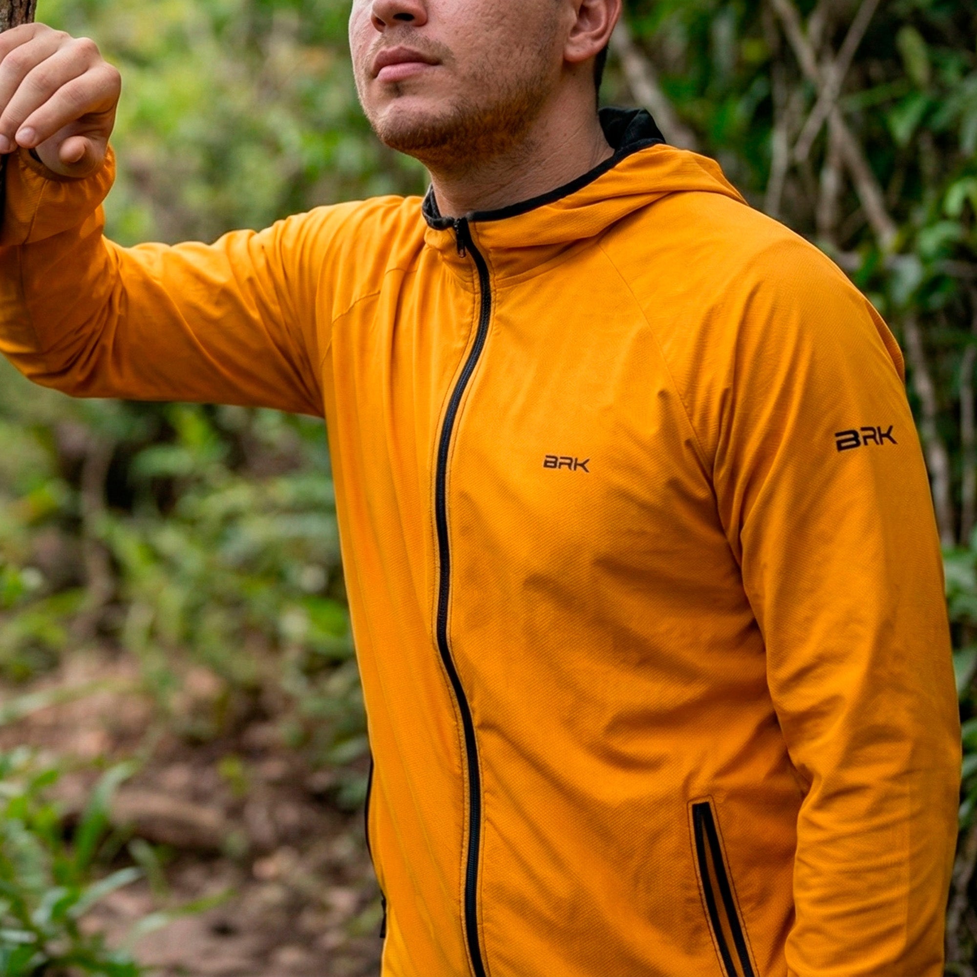 Jaqueta Corta Vento Brk Laranja Repelente à Água com UV50 Brk Fishing