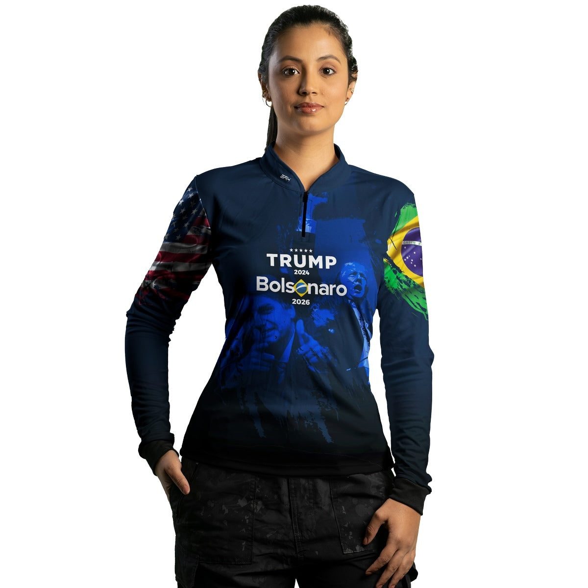 Camisa Agro Feminina Brk Trump e Bolsonaro com Proteção Solar UV50+