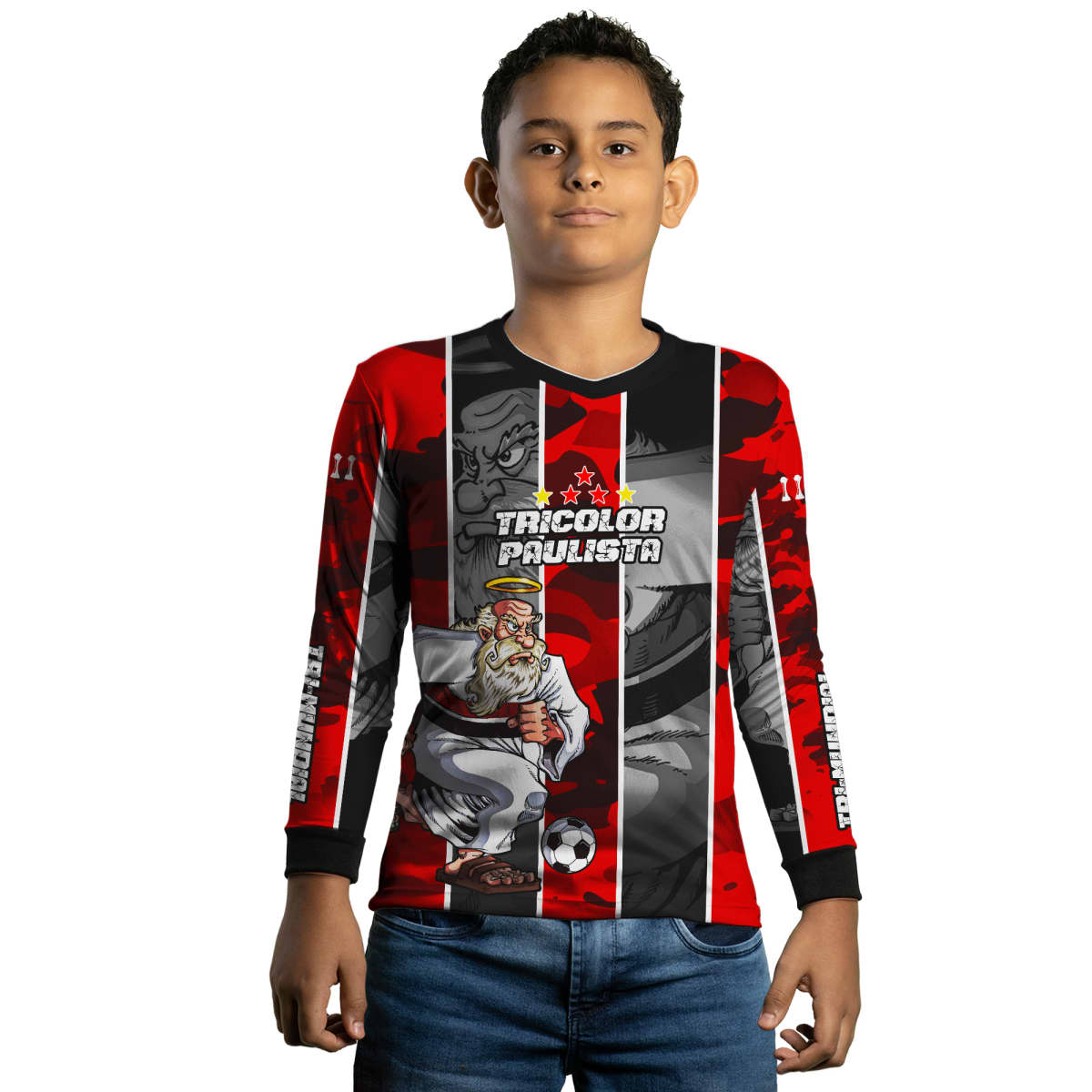 Camisa de Pesca Infantil Brk Mascote Tricolor Paulista com Proteção UV50 Brk Fishing