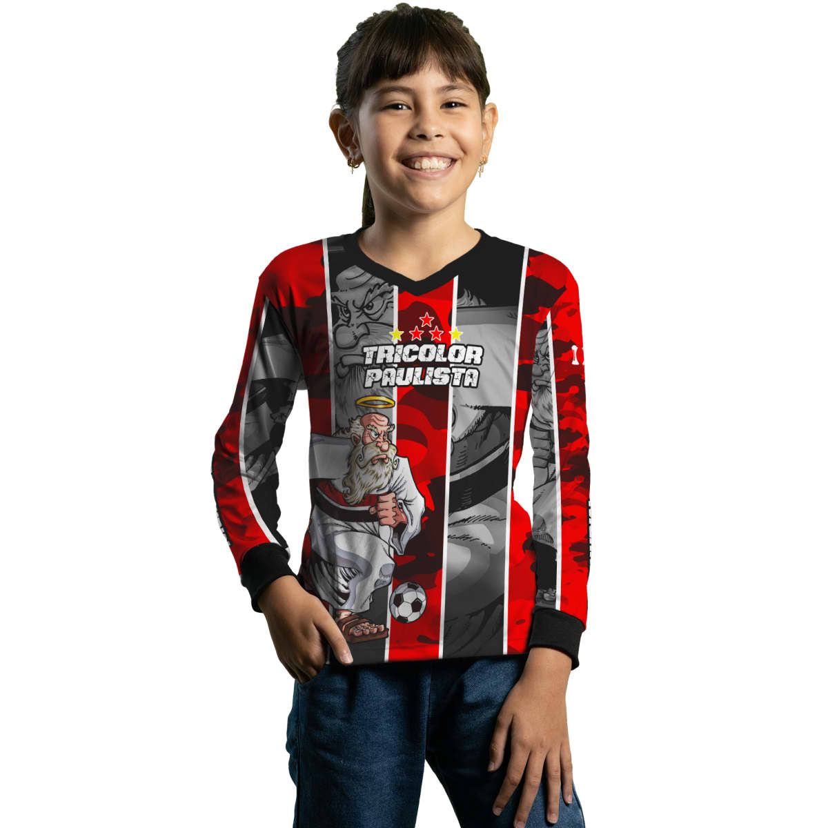 Camisa de Pesca Infantil Brk Mascote Tricolor Paulista com Proteção UV50 Brk Fishing