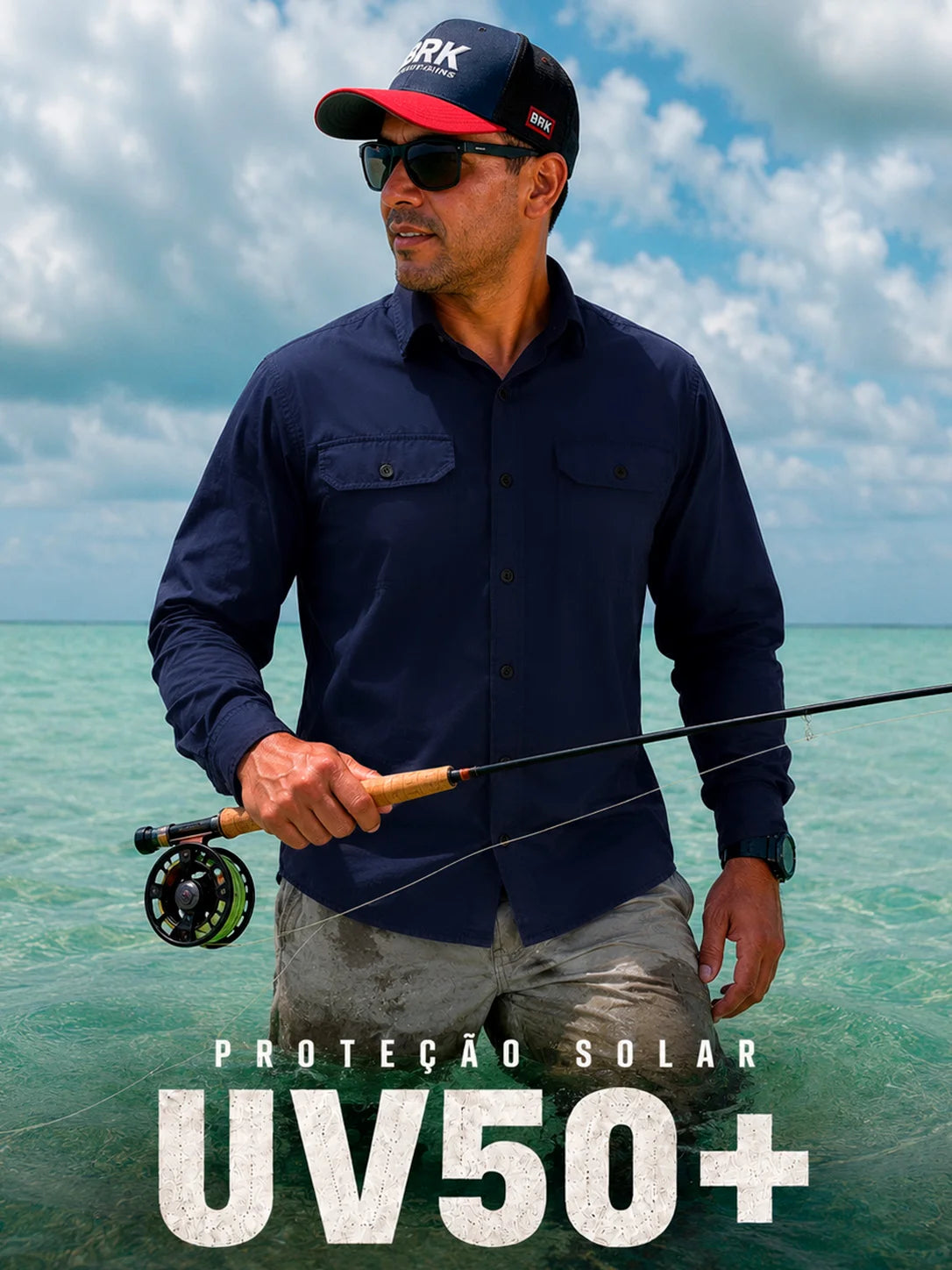 Camisa Work Azul Navy com Proteção com Proteção UV50+