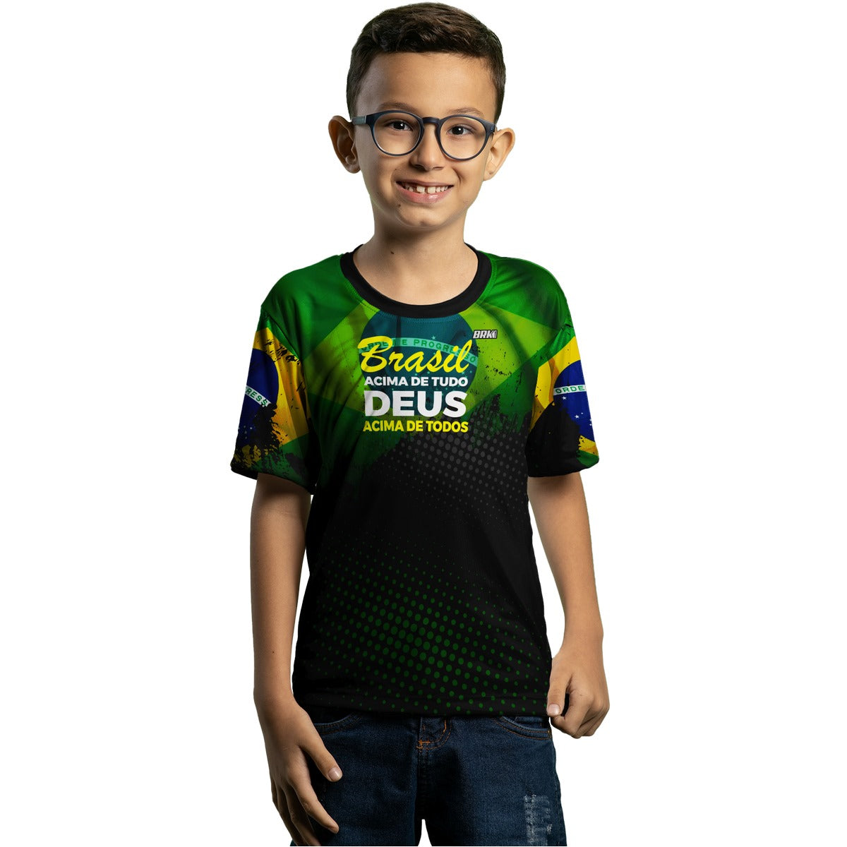 Camisa de Pesca Infantil Brk Brasil Acima de Tudo Brk com UV50+ - Brk Fishing