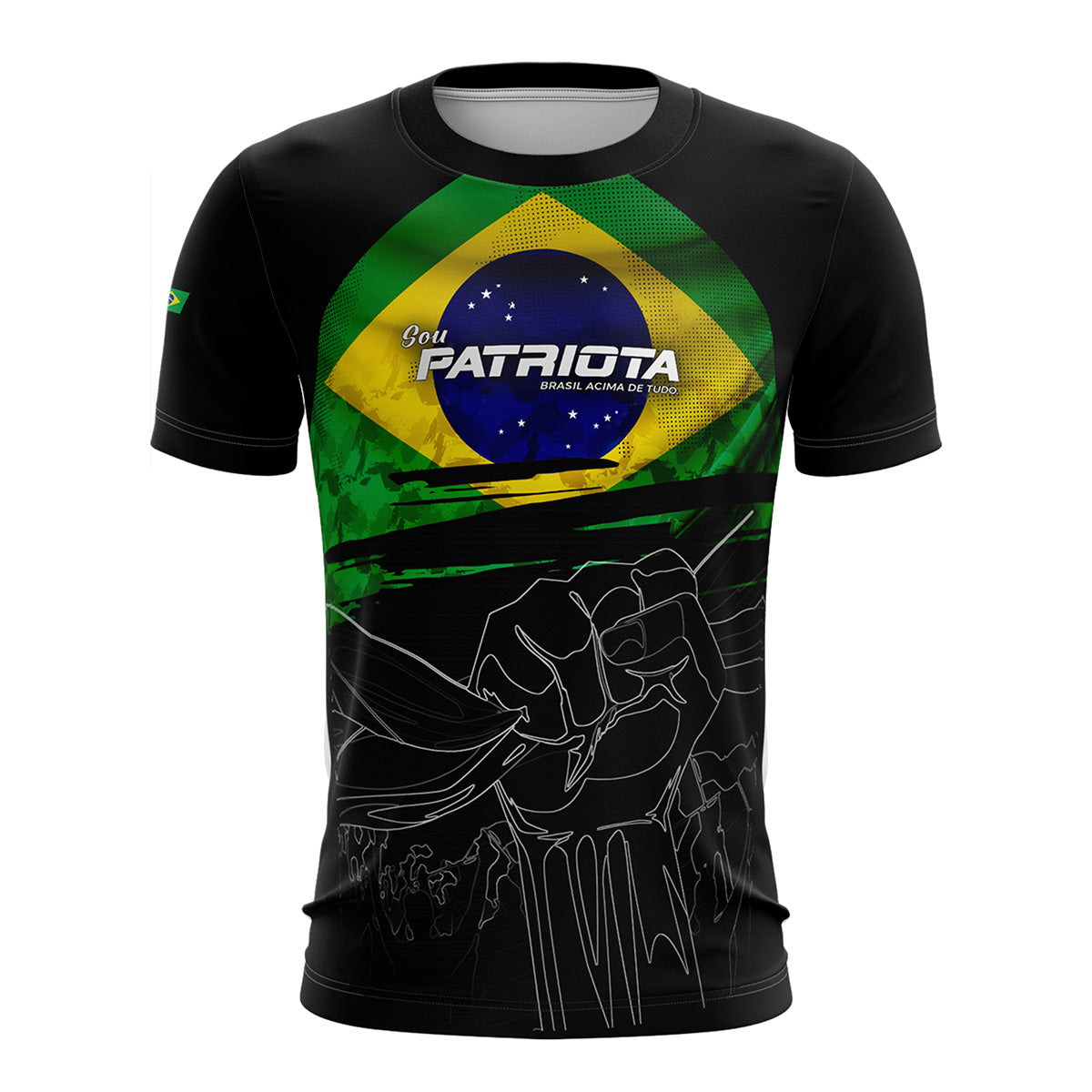 Camisa Agro Feminina Brk Brasil Patriota Preta com Proteção UV50+ - Brk Fishing