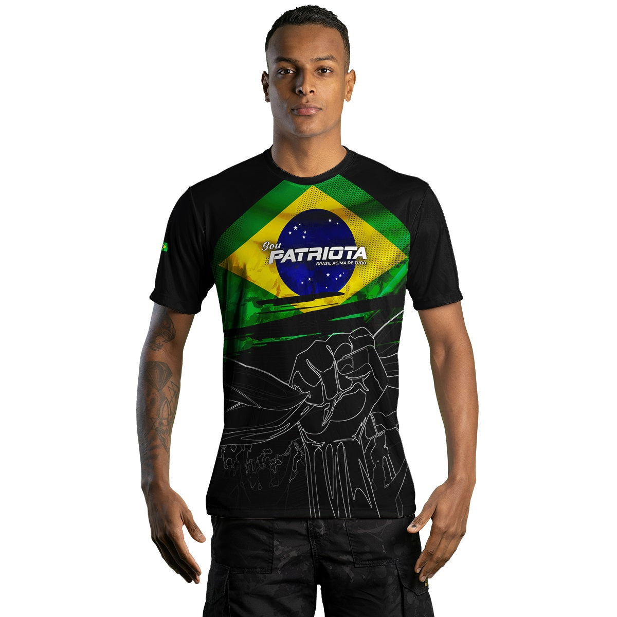 Camisa Agro Brk Brasil Patriota Preta com Proteção UV50+ - Brk Fishing
