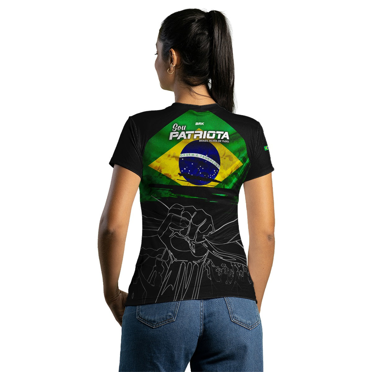 Camisa Agro Brk Brasil Patriota Preta com Proteção UV50+ - Brk Fishing