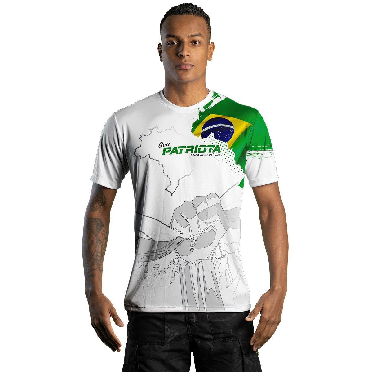 Camiseta Agro Brk Patriota Branca com Proteção Solar UV50+ - Brk Fishing