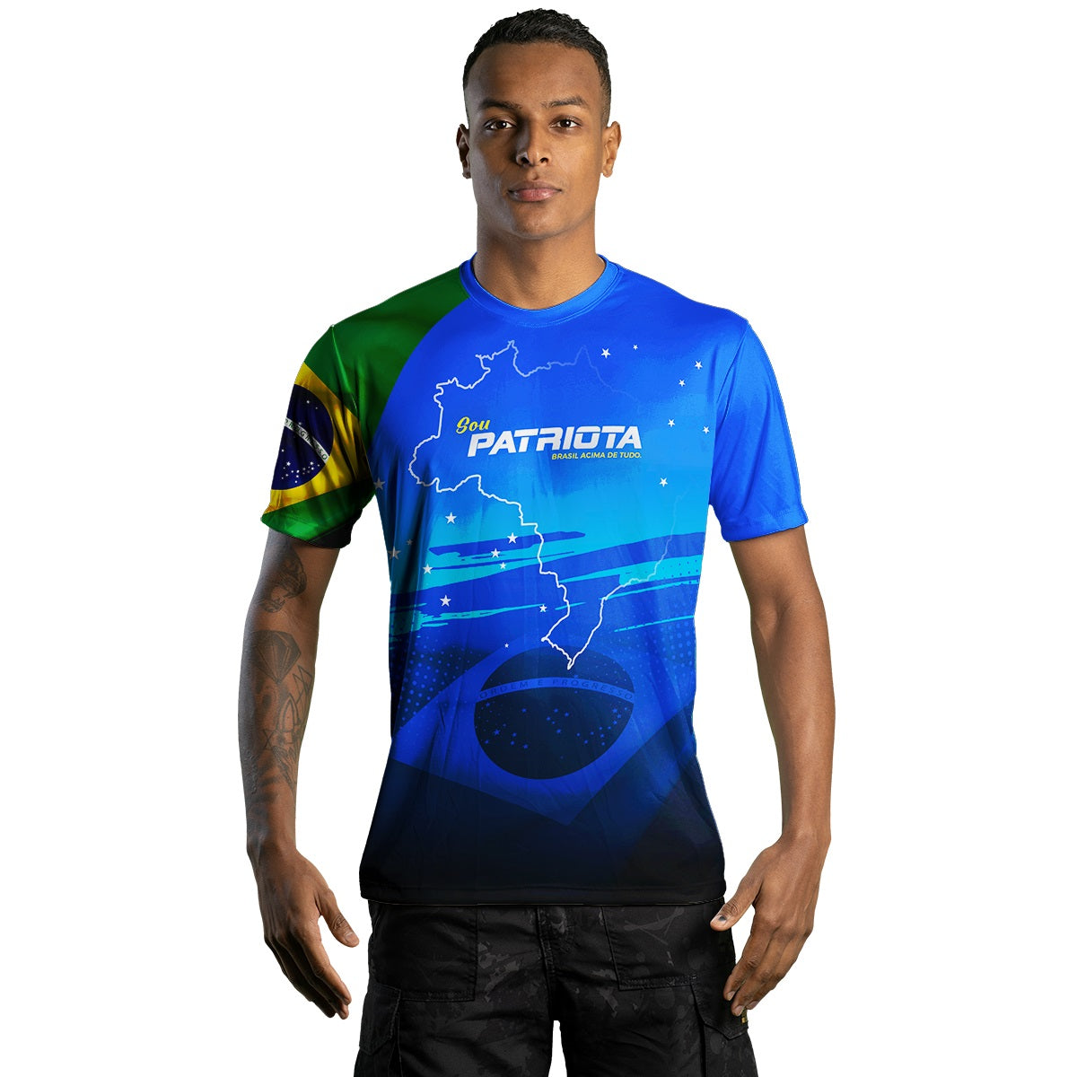 Camiseta Agro Brk Patriota Azul com Proteção Solar UV50+ - Brk Fishing