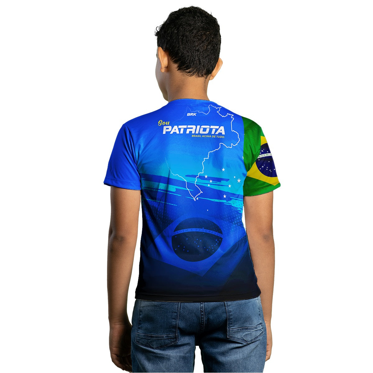Camiseta Agro Infantil Brk Patriota Azul com Proteção Solar UV50+ - Brk Fishing