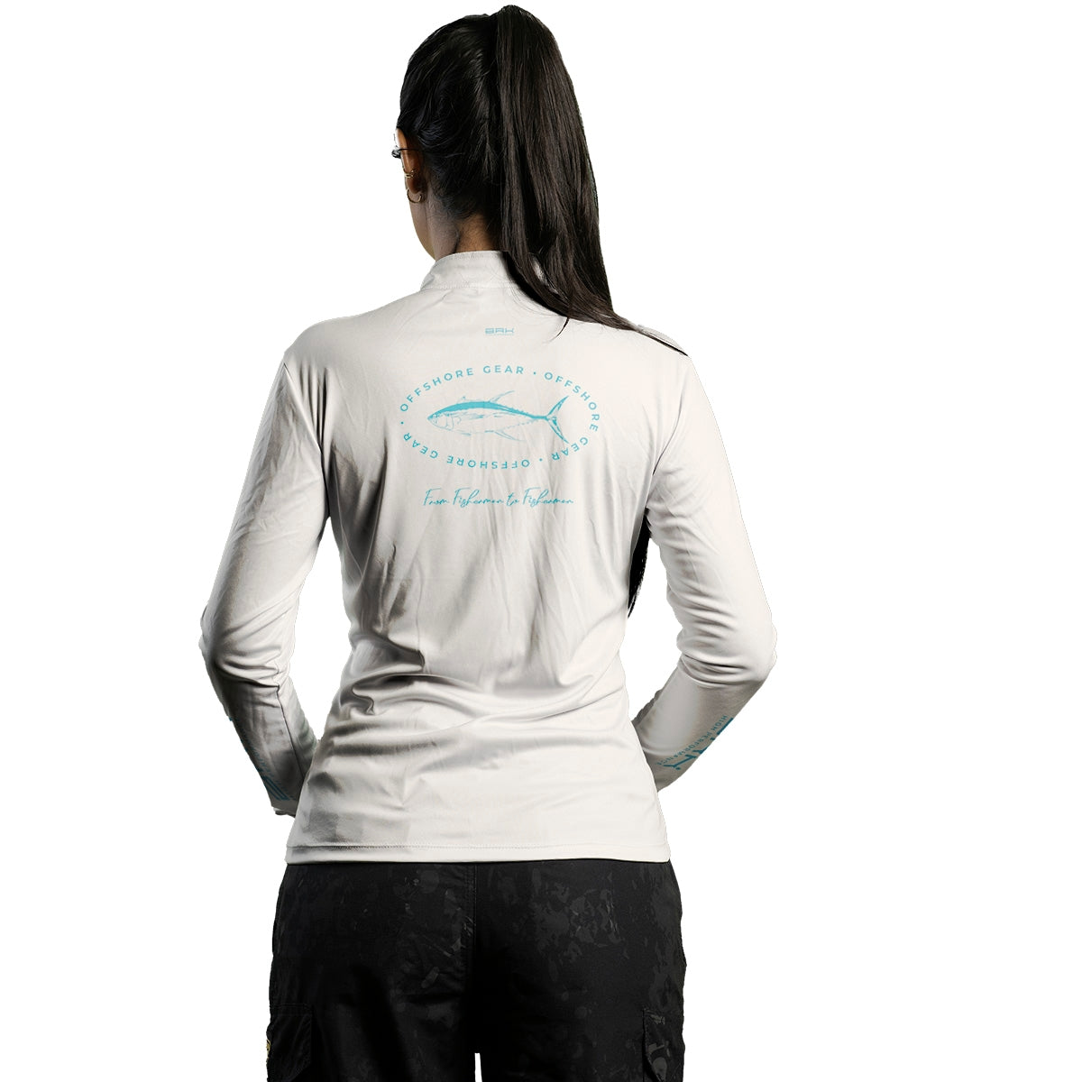 Camisa de Pesca Feminina Brk Offshore Gear Atum Branco com Proteção Solar UV50+ - Brk Fishing