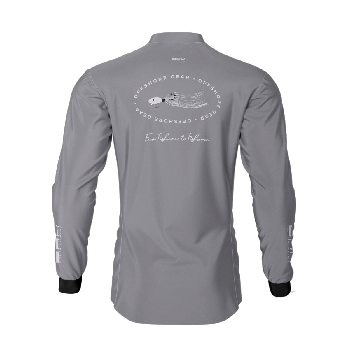 Camisa de Pesca Brk Offshore Gear Iscas Cinza com Proteção Solar UV50+ - Brk Fishing