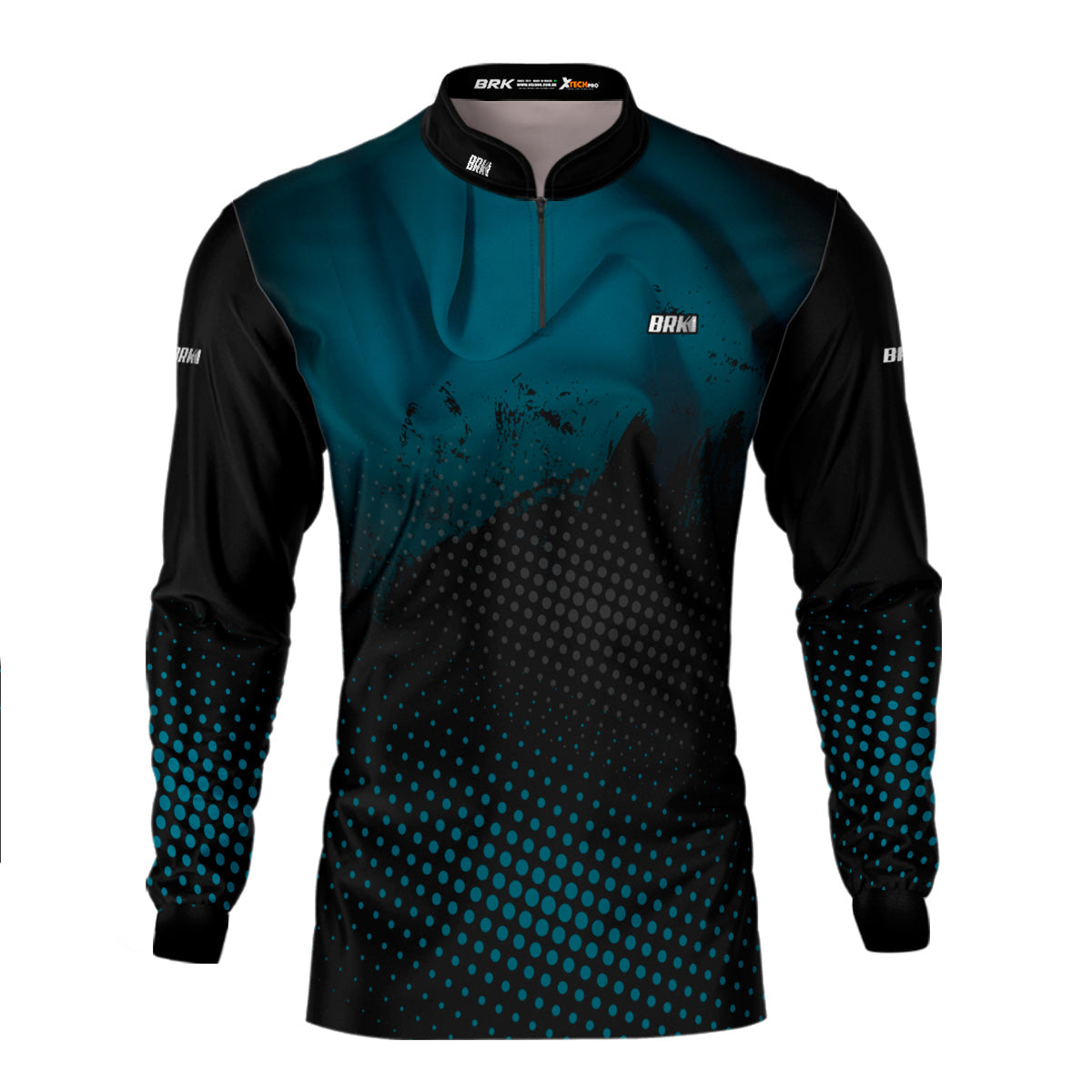 Camisa de Pesca Brk Azul e Preta com Proteção Solar UV50+ - Brk Fishing