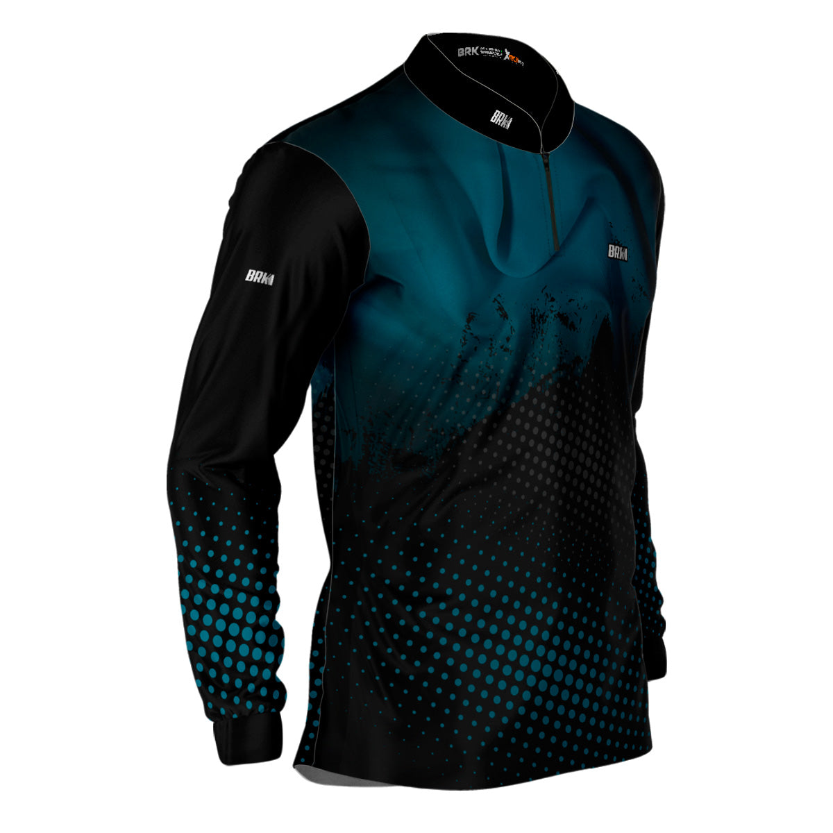 Camisa de Pesca Brk Azul e Preta com Proteção Solar UV50+ - Brk Fishing